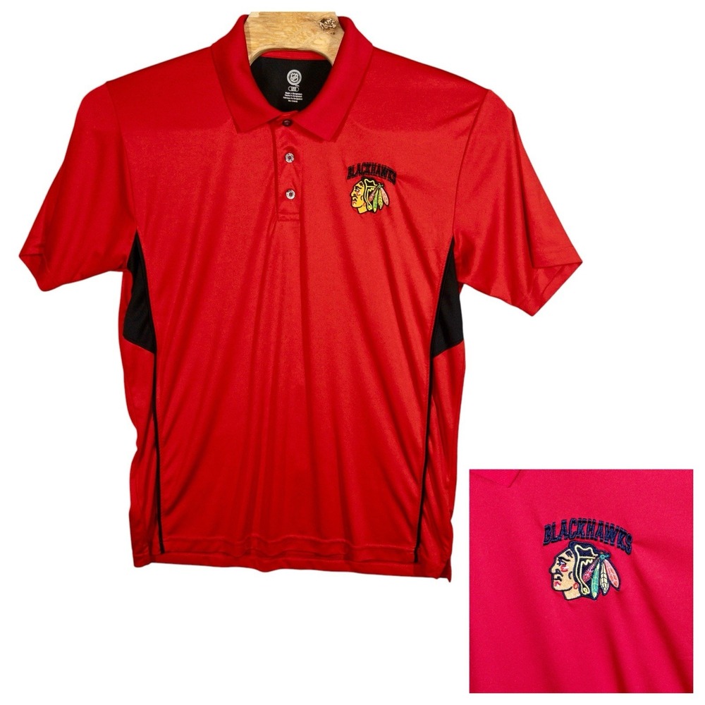 NHL Chicago Blackhawks Polo Shirt Mens Large Performance Material‎